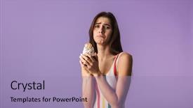  Presentation with cheerful - Colorful presentation theme enhanced with reminiscence summer - cheerful young girl wearing swimsuit backdrop and a light blue colored foreground