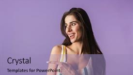  Presentation with cheerful - Presentation theme consisting of reminiscence summer - cheerful young girl wearing swimsuit background and a light blue colored foreground