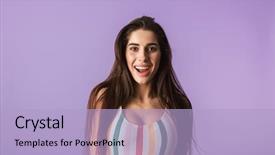  Presentation with cheerful stylish city girl using - Colorful presentation theme enhanced with reminiscence summer - cheerful young girl wearing swimsuit backdrop and a  colored foreground