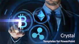  Presentation with virtual technology - Presentation design featuring remittance - cryptocurrency financial technology and business background and a navy blue colored foreground