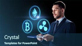  Presentation with remittance - Amazing presentation design having remittance - cryptocurrency financial technology and business backdrop and a ocean colored foreground