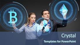  Presentation with remittance - Amazing presentation theme having remittance - cryptocurrency financial technology and business backdrop and a ocean colored foreground