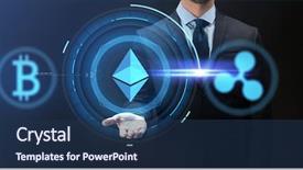  Presentation with remittance - Presentation theme featuring remittance - cryptocurrency financial technology and business background and a navy blue colored foreground