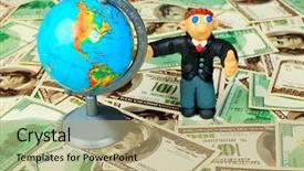  Presentation with remittance - Beautiful presentation theme featuring remittance - shot of a plasticine businessman backdrop and a coral colored foreground