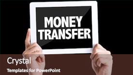  Presentation with remittance - Beautiful presentation theme featuring remittance - tablet pc with text money backdrop and a tawny brown colored foreground