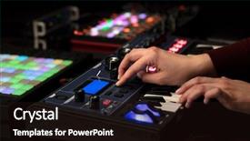  Presentation with music - Beautiful slide set featuring controllers - dj hand remixing music backdrop and a wine colored foreground