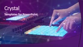  Presentation with colorful music - Slide set having controllers - hand remixing music on midi background and a  colored foreground