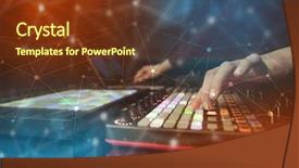  Presentation with colorful music - Presentation theme having controllers - hand remixing music on midi background and a tawny brown colored foreground