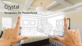  Presentation with custom - Beautiful slide deck featuring remodel - beautiful hands framing custom bedroom backdrop and a soft green colored foreground