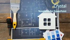  Presentation with color - Presentation theme consisting of remodel - color samples decorative house gloves background and a ocean colored foreground