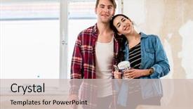  Presentation with remodeling business - Theme with remodel - portrait of a happy young background and a soft green colored foreground