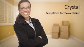  Presentation with confident - Theme consisting of remodel sales - attractive confident mixed race woman background and a  colored foreground