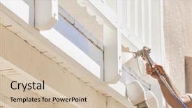  Presentation with facial - Amazing presentation having remodel sales - house painter wearing facial protection backdrop and a soft green colored foreground