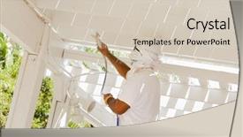  Presentation with facial - Beautiful presentation design featuring remodel sales - house painter wearing facial protection backdrop and a soft green colored foreground