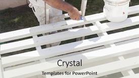  Presentation with paint - Presentation consisting of remodel sales - painter rolling white paint onto background and a soft green colored foreground