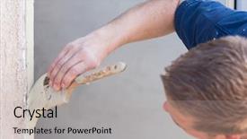  Presentation with brush painted pastel colour - PPT theme featuring remodel sales - professional painter cutting background and a  colored foreground