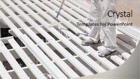  Presentation with fade blue painted red white - Colorful slide set enhanced with remodel sales - professional painter rolling white paint backdrop and a light gray colored foreground