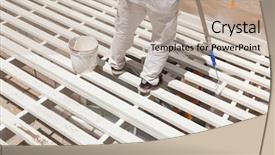  Presentation with fade blue painted red white - PPT theme consisting of remodel sales - professional painter rolling white paint background and a mint green colored foreground