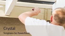  Presentation with painting walls paint roller - Slide deck with remodel sales - professional painter using a small background and a coral colored foreground