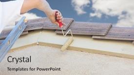  Presentation with painting walls paint roller - Amazing slide set having remodel sales - professional painter using a small backdrop and a light gray colored foreground