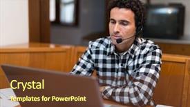  Presentation with remote working - Presentation featuring remote - portrait of a man working background and a tawny brown colored foreground