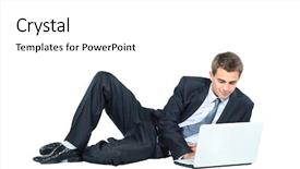  Presentation with medical procedure simulation using plasma - Colorful theme enhanced with remote access - businessman using laptop backdrop and a white colored foreground