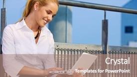  Presentation with cyber stalking computer laptop suffering - Audience pleasing PPT theme consisting of remote access - picture of happy businesswoman backdrop and a  colored foreground