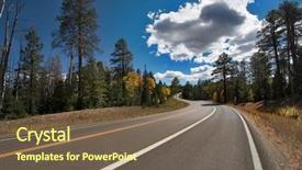  Presentation with grand canyon - Colorful presentation theme enhanced with remote area - sparkling cloud above highway backdrop and a violet colored foreground