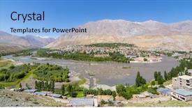  Presentation with indus valley - Amazing slides having remote area - top view of indus river backdrop and a light blue colored foreground