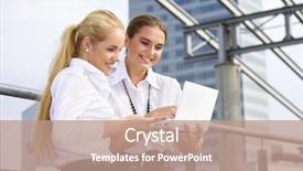  Presentation with computer - Theme enhanced with remote computing - two happy businesswomen with laptop background and a coral colored foreground