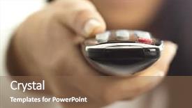  Presentation with control - Slide set featuring remote control - girl watching tv background and a violet colored foreground