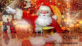  Presentation with christmas movies - Colorful PPT layouts enhanced with remote control in hands christmas backdrop and a red colored foreground