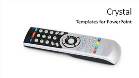  Presentation with control - PPT theme with remote control isolated on the white background background and a white colored foreground