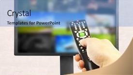  Presentation with television - Beautiful PPT theme featuring remote control towards the television backdrop and a light blue colored foreground