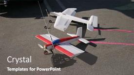  Presentation with remote - Theme enhanced with remote controlled airplanes sits on the ground ready for take off background and a gray colored foreground