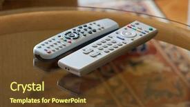  Presentation with satellite remote sensing resolution - Cool new presentation with remote controllers on a table backdrop and a tawny brown colored foreground