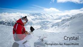  Presentation with drone technology - Presentation design consisting of remote controls quadrocopter drone background and a light blue colored foreground