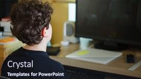  Presentation with distance learning - Theme enhanced with remote-distance-learning-boy-using background and a wine colored foreground