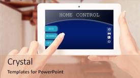  Presentation with control - Colorful PPT layouts enhanced with remote home control system backdrop and a coral colored foreground