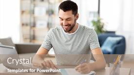  Presentation with remote working - Audience pleasing slide deck consisting of remote-job-and-business-concept backdrop and a coral colored foreground