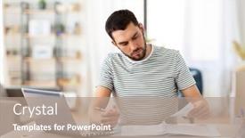  Presentation with remote working - Audience pleasing PPT theme consisting of remote-job-and-business-concept backdrop and a coral colored foreground