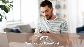  Presentation with cleaning business - Slide set enhanced with remote-job-business-and-disinfection background and a coral colored foreground