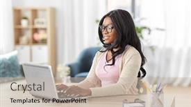  Presentation with african american business - Presentation design having remote-job-business-and-e background and a mint green colored foreground