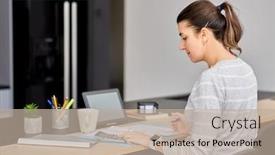  Presentation with remote working - Colorful presentation theme enhanced with remote-job-business-and-people backdrop and a mint green colored foreground