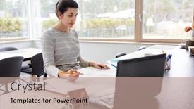  Presentation with remote working - Amazing presentation having remote-job-business-and-people backdrop and a coral colored foreground