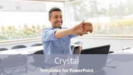  Presentation with business remote work - Cool new PPT theme with remote-job-business-and-people backdrop and a gray colored foreground