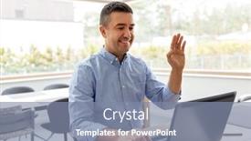  Presentation with remote working - Presentation design enhanced with remote-job-business-and-people background and a seafoam green colored foreground