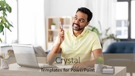  Presentation with young happy people smiling - Beautiful slide deck featuring remote-job-idea-and-people backdrop and a coral colored foreground