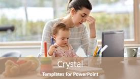  Presentation with remote working - Presentation design featuring remote-job-multi-tasking background and a coral colored foreground