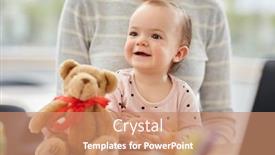  Presentation with working mother - Audience pleasing presentation theme consisting of remote-job-multi-tasking backdrop and a coral colored foreground